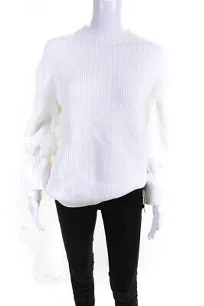 Pre-owned Adeam Womens Ruffle Cuff Sweater White Size Xs