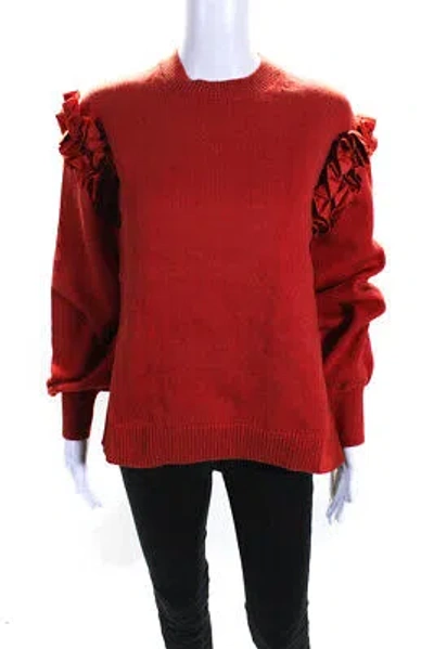 Pre-owned Adeam Womens Ruffle Sweater Sunrise Red Size S