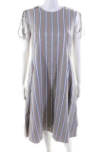 Pre-owned Adeam Womens Shoulder Lacing Dress Frost Grey / Blue Size 4 In Gray
