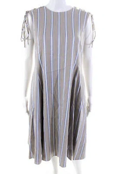 Pre-owned Adeam Womens Shoulder Lacing Dress Frost Grey / Blue Size 6 In Gray