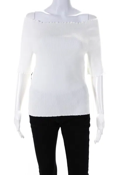 Adeam Womens Wave Knit Top White