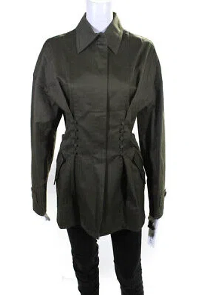 Pre-owned Adeam Womens Workwear Jacket Olive Size 2 In Green
