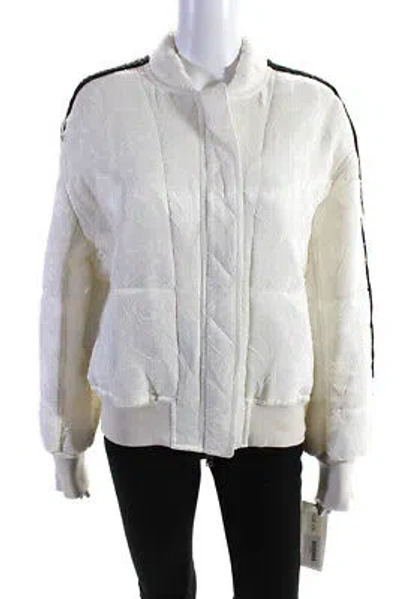 Pre-owned Adeam Womens Zip-up Puffer Bomber Ivory Size M In White