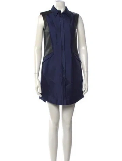 Pre-owned Adeam Wool Mini Dress In Blue