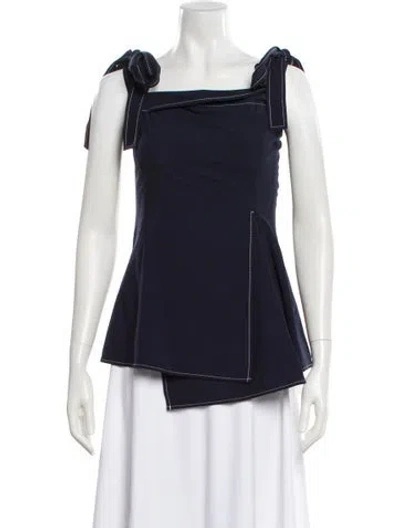Pre-owned Adeam Wool Square Neckline Top In Blue