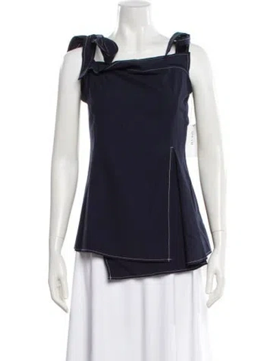 Pre-owned Adeam Wool Square Neckline Top In Blue