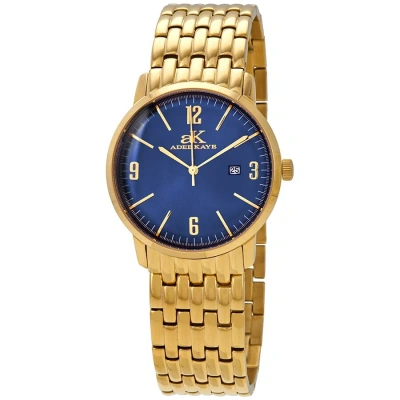 Adee Kaye Dome Blue Dial Gold-tone Stainless Steel Unisex Watch Ak8224-lgbl In Blue / Gold / Gold Tone / Yellow