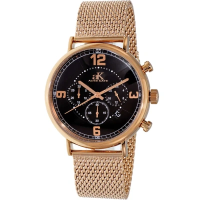 Adee Kaye Plunge Chronograph Quartz Black Dial Men's Watch Ak6178-mrgbk/mesh In Gold