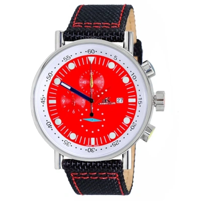 Adee Kaye Men's Cavalier Red Dial Watch In Red   / Black / Blue / White