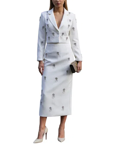 Adele Berto 2pc Blazer & Skirt Set In White
