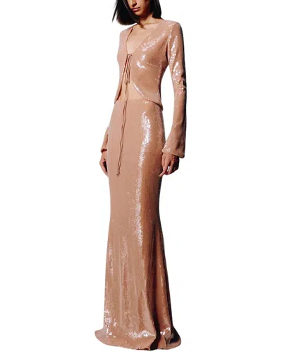Adele Berto 2pc Blouse & Skirt Set In Nude