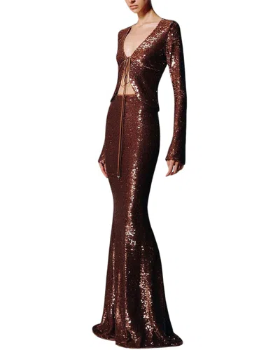 Adele Berto 2pc Blouse & Skirt Set In Brown
