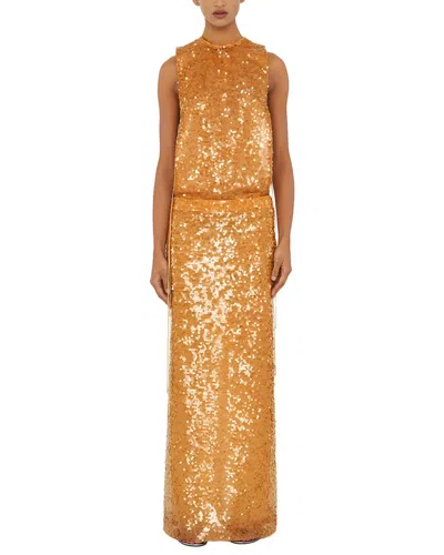 Adele Berto Embellished Maxi Dress In Brown