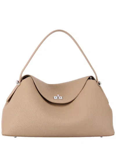 Adele Berto Leather Satchel In Elephant Grey