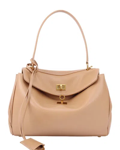 Adele Berto Leather Satchel In Khaki