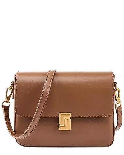 Adele Berto Leather Shoulder Bag In Brown