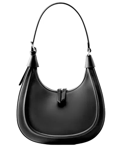 Adele Berto Leather Shoulder Bag In Black