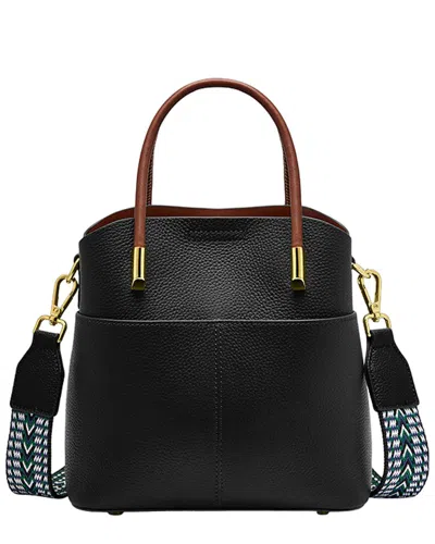 Adele Berto Leather Shoulder Bag In Black