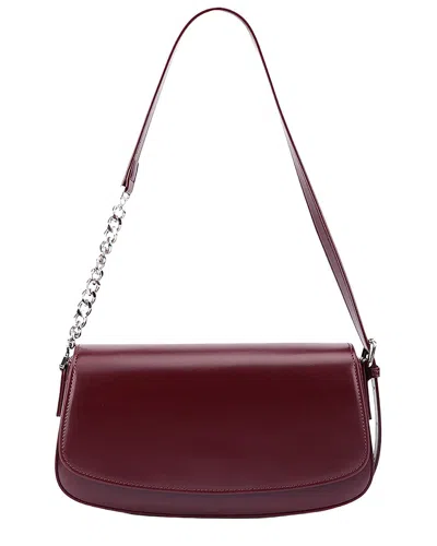 Adele Berto Leather Shoulder Bag In Burgundy