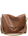 Adele Berto Leather Shoulder Bag In Brown