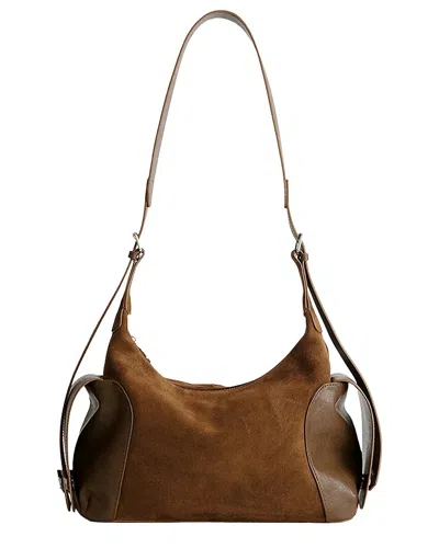 Adele Berto Leather Shoulder Bag In Matte Brown
