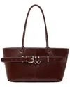Adele Berto Leather Tote In Burgundy