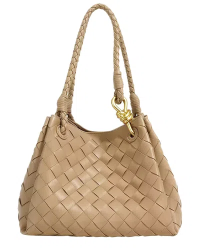 Adele Berto Leather Tote In Milk Tea