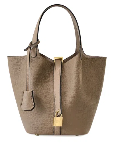 Adele Berto Leather Tote In Neutral