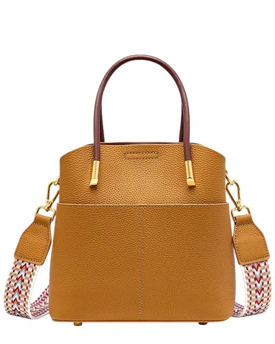 Adele Berto Leather Tote In Orange