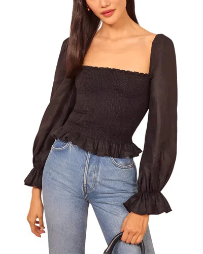 Adele Berto Linen Blouse In Burgundy