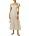 Adele Berto Linen Midi Dress In White