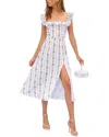 Adele Berto Linen Midi Dress In Multi