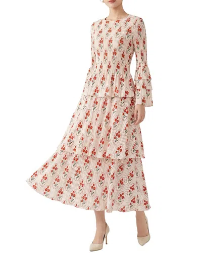Adele Berto Maxi Dress In Apricot & Red Print