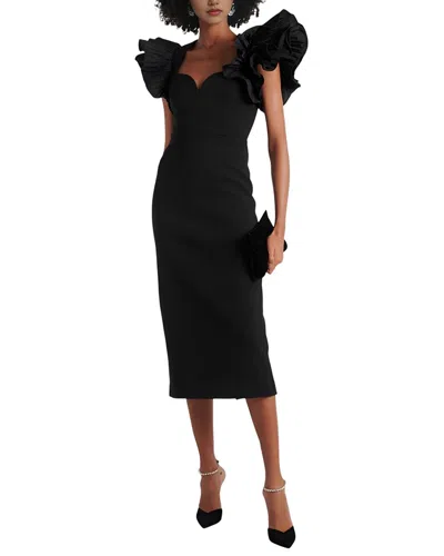 Adele Berto Midi Dress In Black