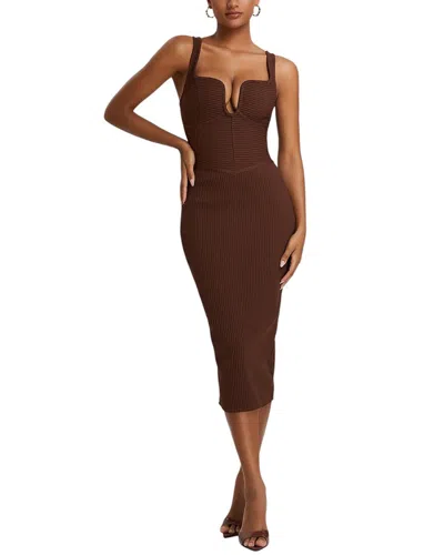 Adele Berto Midi Dress In Brown