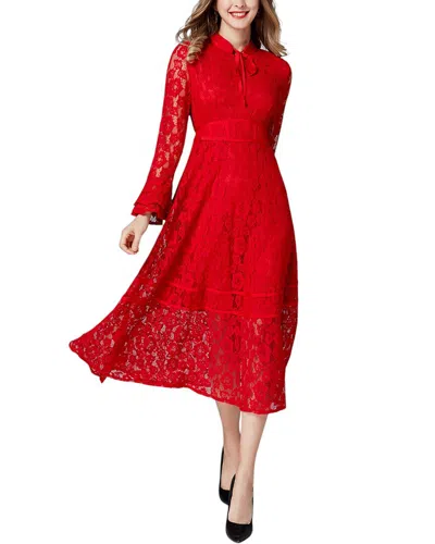 Adele Berto Midi Dress In Red