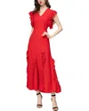 Adele Berto Silk-blend Midi Dress In Red