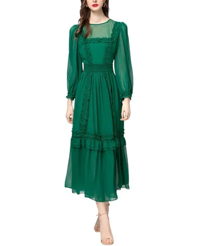 Adele Berto Silk-blend Midi Dress In Green