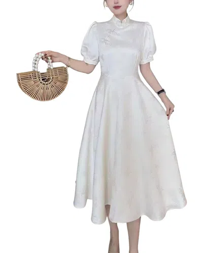 Adele Berto Silk-blend Midi Dress In White
