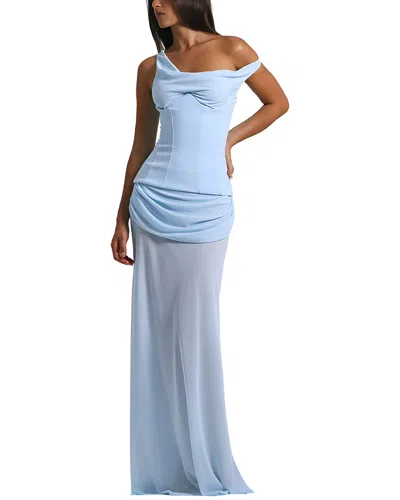 Adele Berto Solid Maxi Dress In Blue