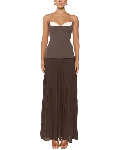 Adele Berto Solid Maxi Dress In Brown