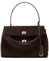 Adele Berto Suede Satchel In Brown
