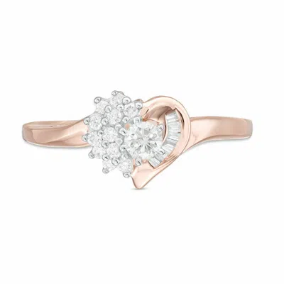 Pre-owned Adele Jewelers 1/4cttw Diamond Shadow Heart Engagement/ Fashion Ring In 10k Rose Gold