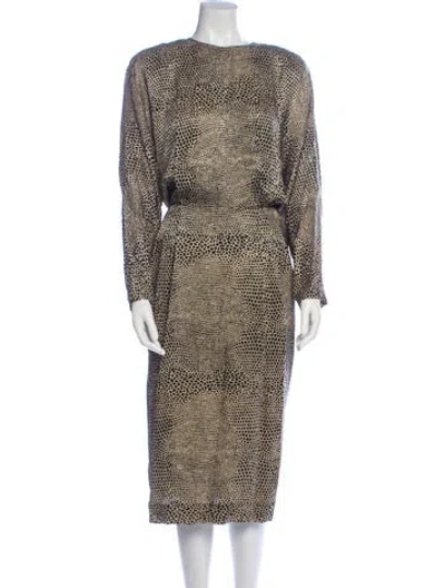 Pre-owned Adele Simpson 1980's Long Dress In Neutral