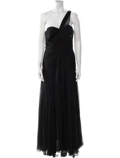 Pre-owned Adele Simpson One-shoulder Long Dress In Black