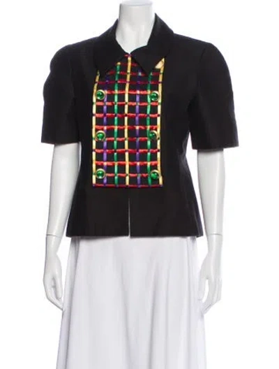 Pre-owned Adele Simpson Printed Blazer In Black