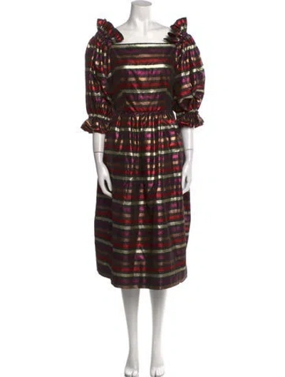 Pre-owned Adele Simpson Vintage Midi Length Dress In Black