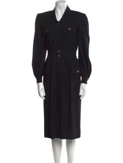 Pre-owned Adele Simpson Vintage Midi Length Dress In Black