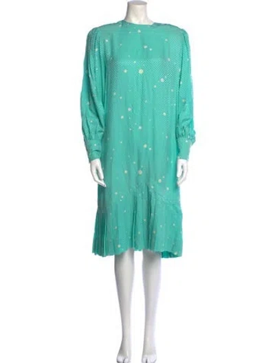 Pre-owned Adele Simpson Vintage Midi Length Dress In Green