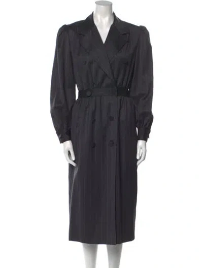 Pre-owned Adele Simpson V-neck Midi Length Dress In Gray